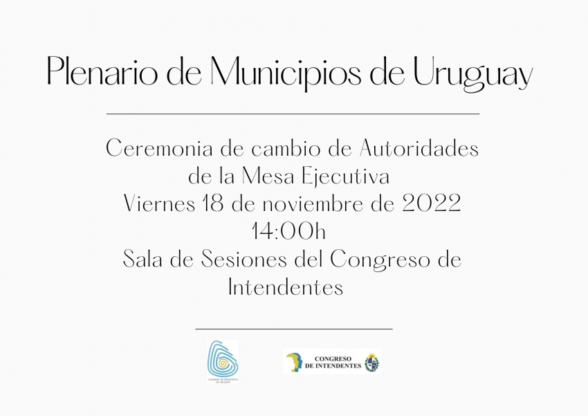 Ceremonia de cambio de autoridades del Plenario de Municipios de Uruguay